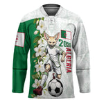 Personalized Algeria Football Desert Fox Hockey Jersey Desert Fox Mascot Soccer Art With Floral Jasmine And Flag