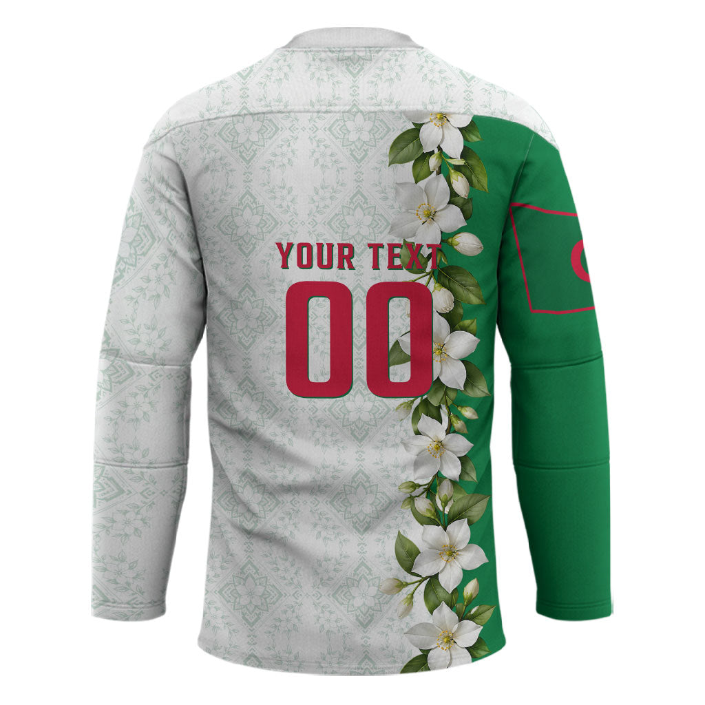 Personalized Algeria Football Desert Fox Hockey Jersey Desert Fox Mascot Soccer Art With Floral Jasmine And Flag