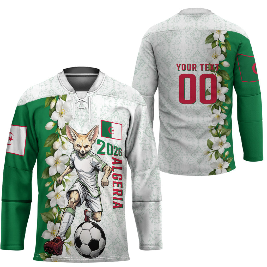 Personalized Algeria Football Desert Fox Hockey Jersey Desert Fox Mascot Soccer Art With Floral Jasmine And Flag