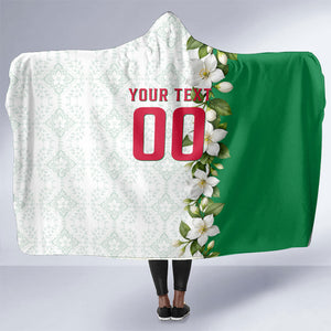 Personalized Algeria Football Desert Fox Hooded Blanket Desert Fox Mascot Soccer Art With Floral Jasmine And Flag