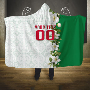 Personalized Algeria Football Desert Fox Hooded Blanket Desert Fox Mascot Soccer Art With Floral Jasmine And Flag