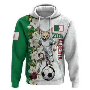 Personalized Algeria Football Desert Fox Hoodie Desert Fox Mascot Soccer Art With Floral Jasmine And Flag