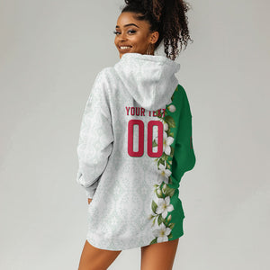 Personalized Algeria Football Desert Fox Hoodie Dress Desert Fox Mascot Soccer Art With Floral Jasmine And Flag