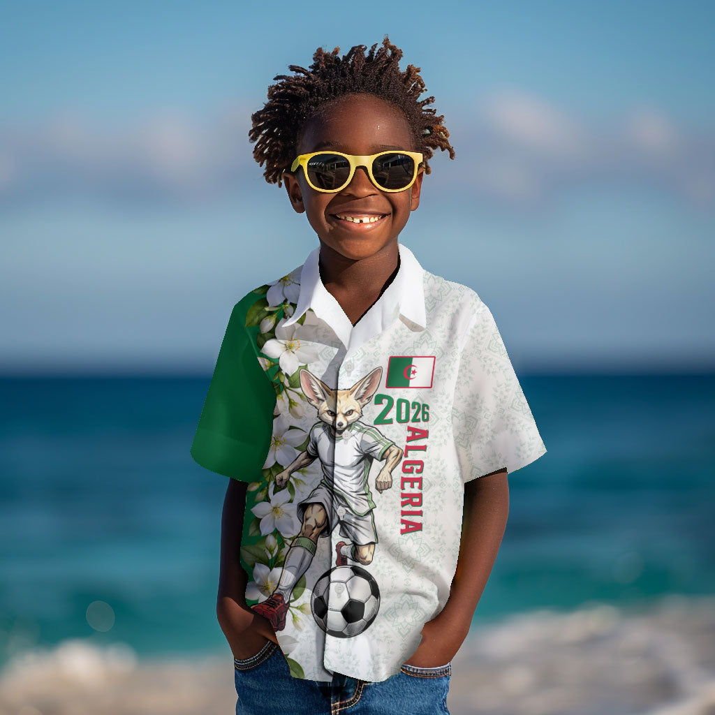 Personalized Algeria Football Desert Fox Kid Hawaiian Shirt Desert Fox Mascot Soccer Art With Floral Jasmine And Flag