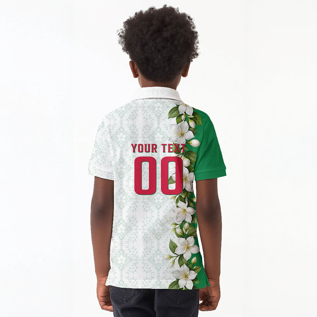 Personalized Algeria Football Desert Fox Kid Polo Shirt Desert Fox Mascot Soccer Art With Floral Jasmine And Flag