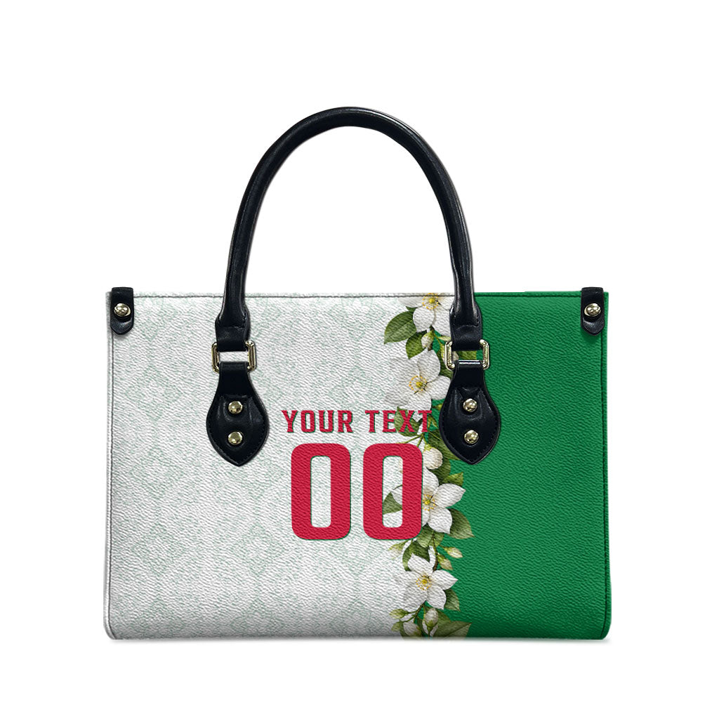 Personalized Algeria Football Desert Fox Leather Bag Desert Fox Mascot Soccer Art With Floral Jasmine And Flag