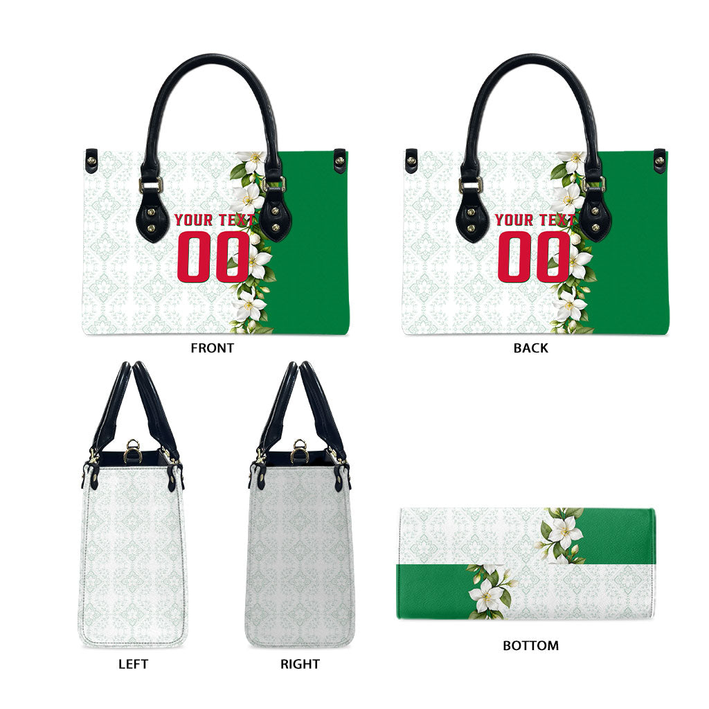 Personalized Algeria Football Desert Fox Leather Bag Desert Fox Mascot Soccer Art With Floral Jasmine And Flag
