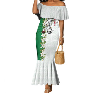 Personalized Algeria Football Desert Fox Mermaid Dress Desert Fox Mascot Soccer Art With Floral Jasmine And Flag
