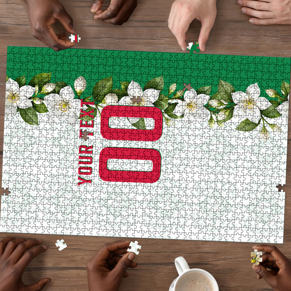 Personalized Algeria Football Desert Fox Puzzle Desert Fox Mascot Soccer Art With Floral Jasmine And Flag