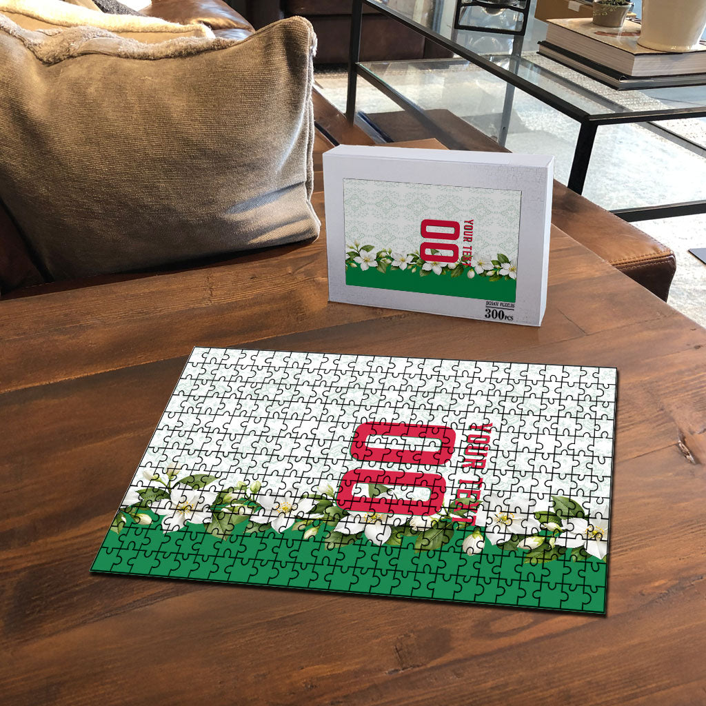 Personalized Algeria Football Desert Fox Puzzle Desert Fox Mascot Soccer Art With Floral Jasmine And Flag
