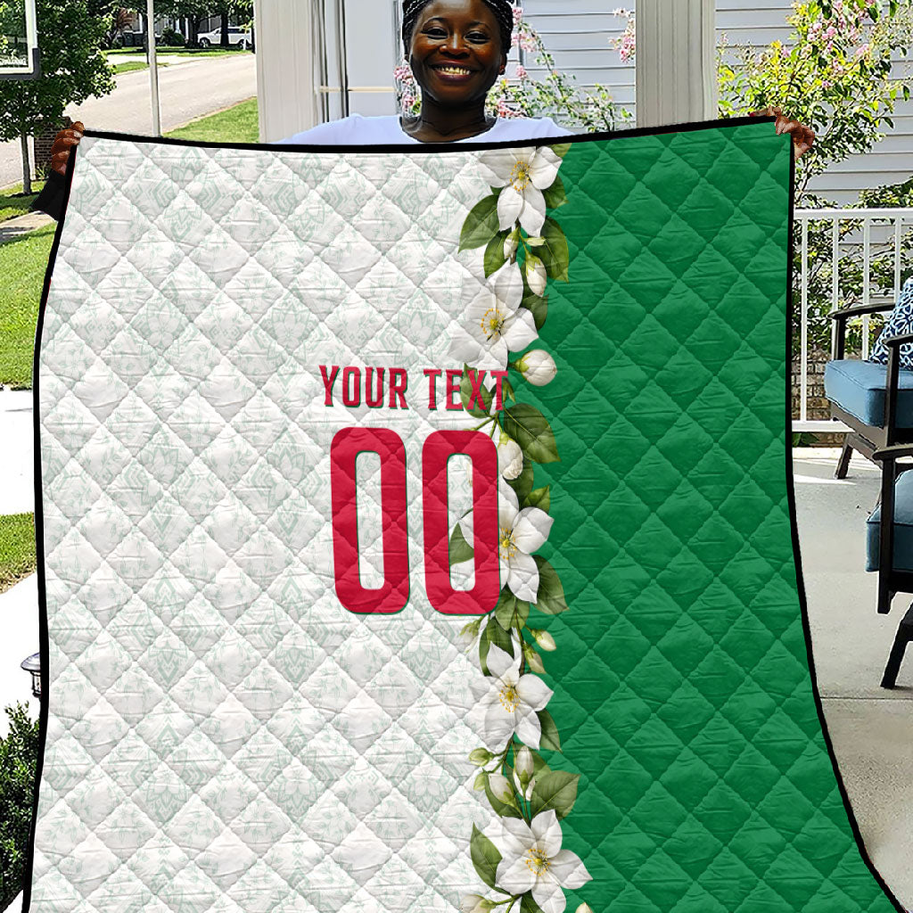 Personalized Algeria Football Desert Fox Quilt Desert Fox Mascot Soccer Art With Floral Jasmine And Flag