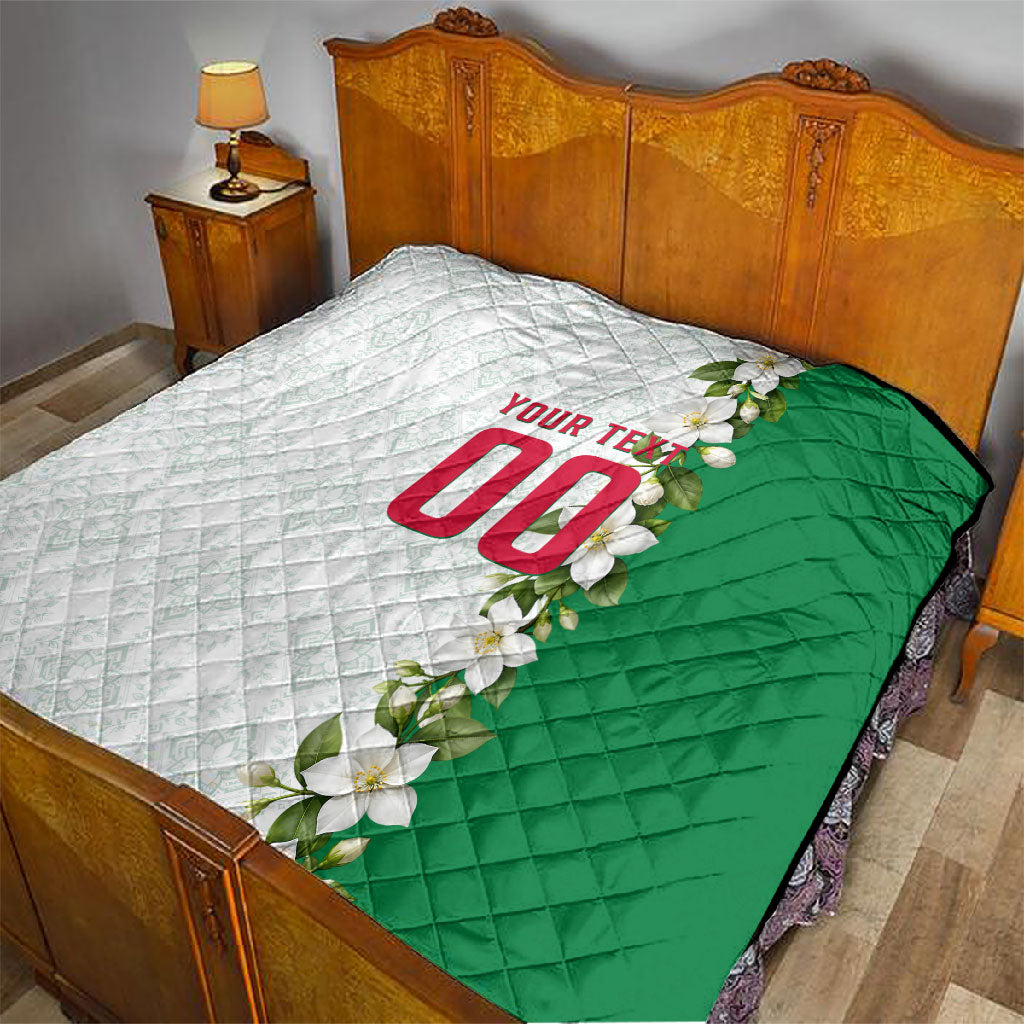 Personalized Algeria Football Desert Fox Quilt Desert Fox Mascot Soccer Art With Floral Jasmine And Flag