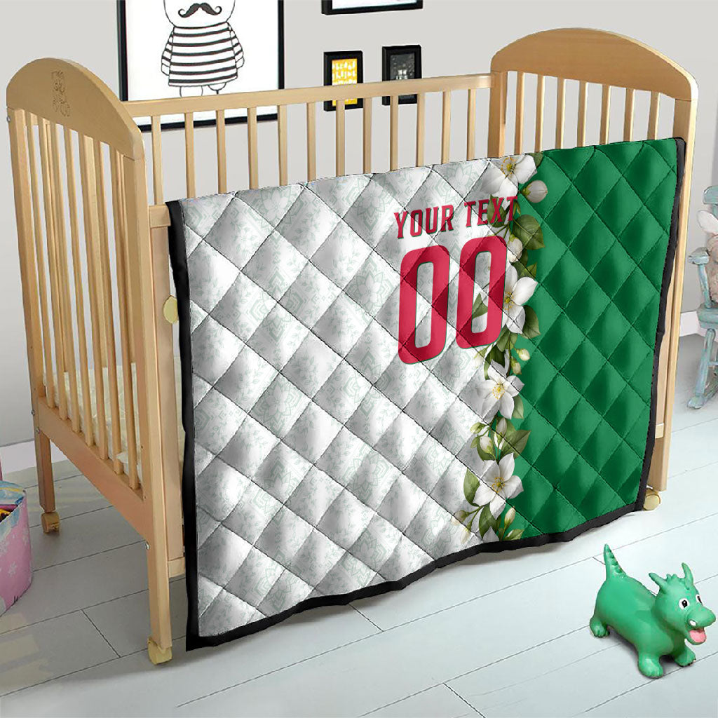 Personalized Algeria Football Desert Fox Quilt Desert Fox Mascot Soccer Art With Floral Jasmine And Flag