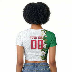 Personalized Algeria Football Desert Fox Raglan Cropped T shirt Desert Fox Mascot Soccer Art With Floral Jasmine And Flag