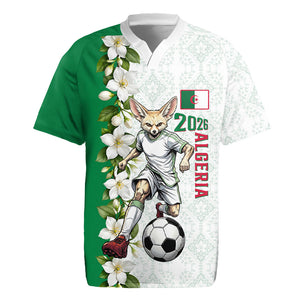 Personalized Algeria Football Desert Fox Rugby Jersey Desert Fox Mascot Soccer Art With Floral Jasmine And Flag