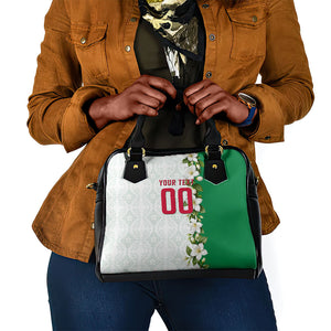 Personalized Algeria Football Desert Fox Shoulder Handbag Desert Fox Mascot Soccer Art With Floral Jasmine And Flag