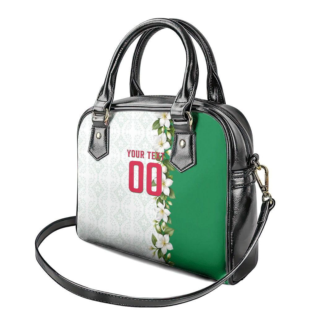 Personalized Algeria Football Desert Fox Shoulder Handbag Desert Fox Mascot Soccer Art With Floral Jasmine And Flag