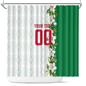 Personalized Algeria Football Desert Fox Shower Curtain Desert Fox Mascot Soccer Art With Floral Jasmine And Flag