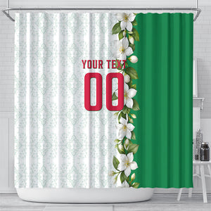 Personalized Algeria Football Desert Fox Shower Curtain Desert Fox Mascot Soccer Art With Floral Jasmine And Flag