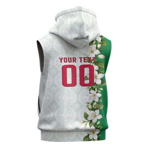 Personalized Algeria Football Desert Fox Sleeveless Zip Hoodie Desert Fox Mascot Soccer Art With Floral Jasmine And Flag