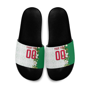Personalized Algeria Football Desert Fox Slide Sandals Desert Fox Mascot Soccer Art With Floral Jasmine And Flag