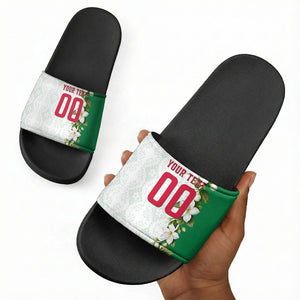 Personalized Algeria Football Desert Fox Slide Sandals Desert Fox Mascot Soccer Art With Floral Jasmine And Flag