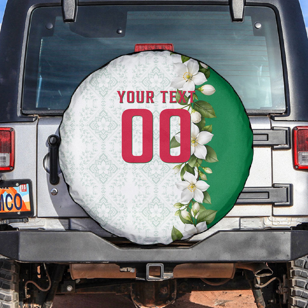 Personalized Algeria Football Desert Fox Spare Tire Cover Desert Fox Mascot Soccer Art With Floral Jasmine And Flag