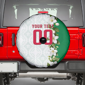 Personalized Algeria Football Desert Fox Spare Tire Cover Desert Fox Mascot Soccer Art With Floral Jasmine And Flag