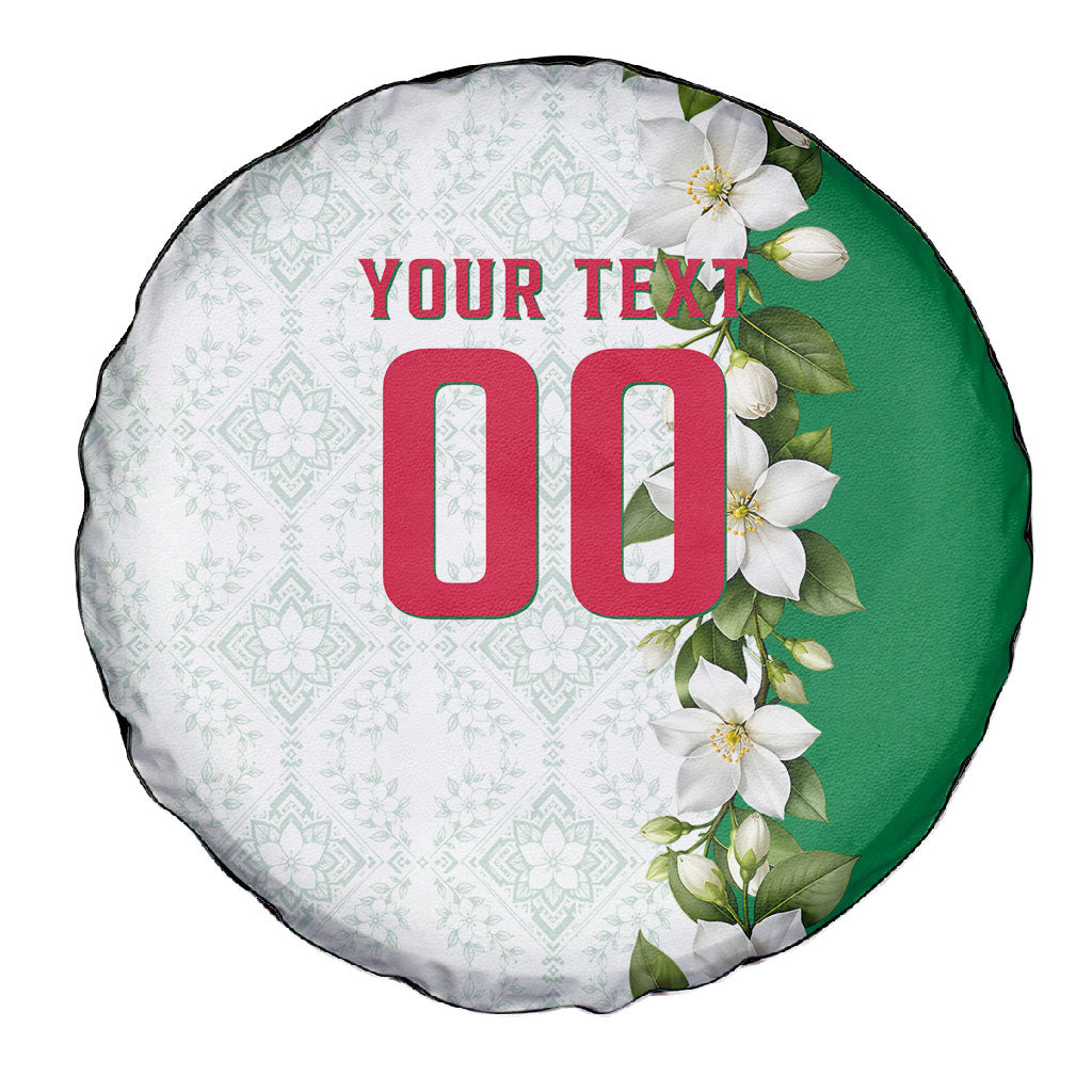 Personalized Algeria Football Desert Fox Spare Tire Cover Desert Fox Mascot Soccer Art With Floral Jasmine And Flag