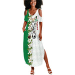 Personalized Algeria Football Desert Fox Summer Maxi Dress Desert Fox Mascot Soccer Art With Floral Jasmine And Flag