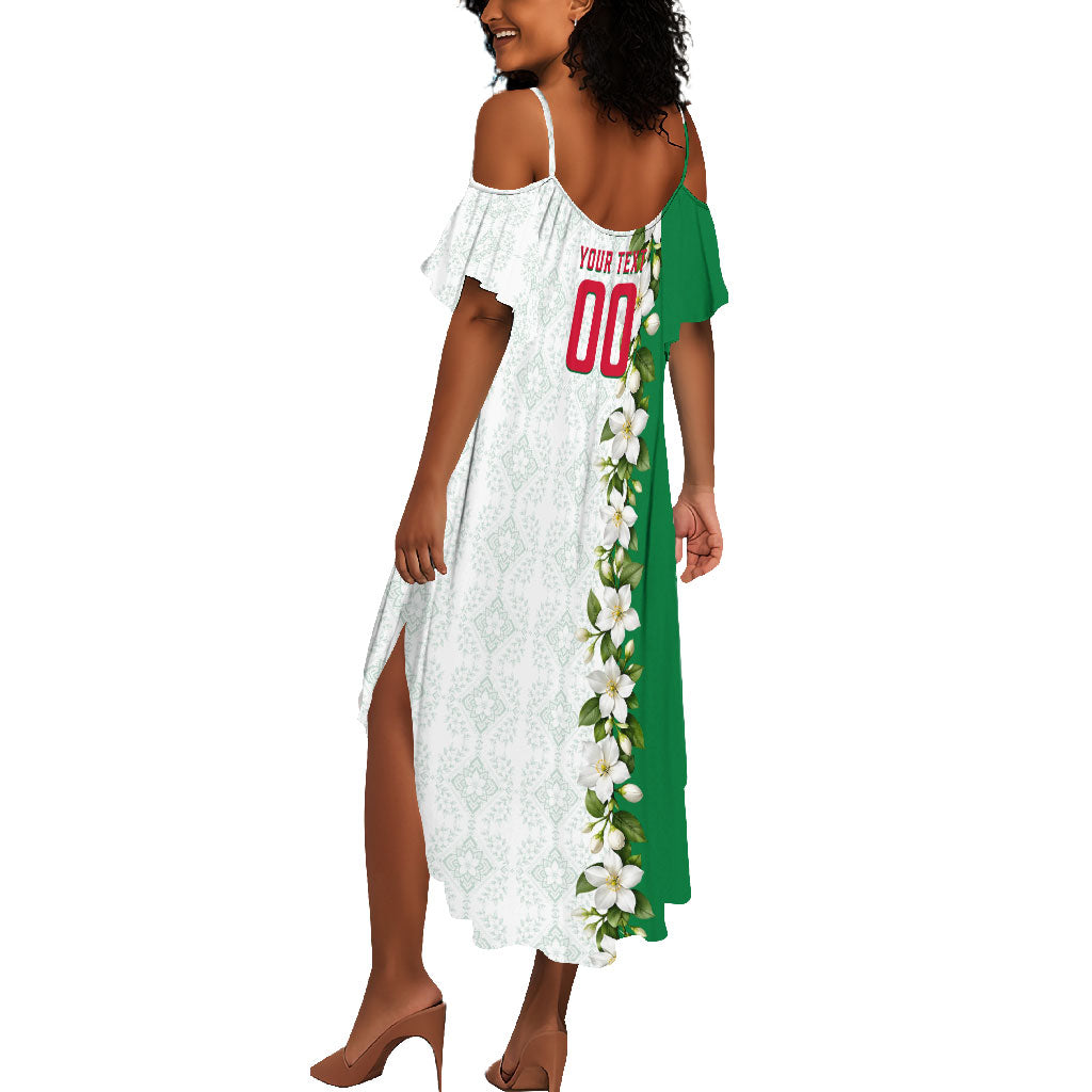 Personalized Algeria Football Desert Fox Summer Maxi Dress Desert Fox Mascot Soccer Art With Floral Jasmine And Flag