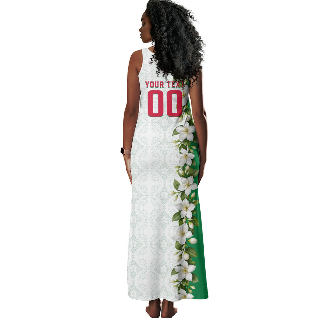 Personalized Algeria Football Desert Fox Tank Maxi Dress Desert Fox Mascot Soccer Art With Floral Jasmine And Flag