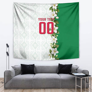 Personalized Algeria Football Desert Fox Tapestry Desert Fox Mascot Soccer Art With Floral Jasmine And Flag