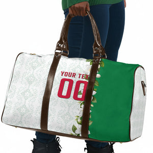 Personalized Algeria Football Desert Fox Travel Bag Desert Fox Mascot Soccer Art With Floral Jasmine And Flag