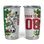 Personalized Algeria Football Desert Fox Tumbler Cup Desert Fox Mascot Soccer Art With Floral Jasmine And Flag