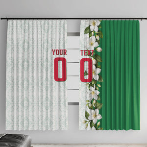 Personalized Algeria Football Desert Fox Window Curtain Desert Fox Mascot Soccer Art With Floral Jasmine And Flag