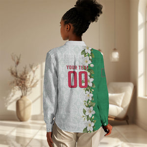 Personalized Algeria Football Desert Fox Women Casual Shirt Desert Fox Mascot Soccer Art With Floral Jasmine And Flag