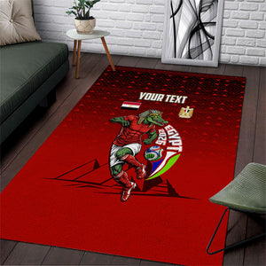Personalized Egypt Soccer Crocodile Mascot Area Rug Egyptian Pyramid Football Cultural Graphic Art