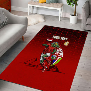Personalized Egypt Soccer Crocodile Mascot Area Rug Egyptian Pyramid Football Cultural Graphic Art