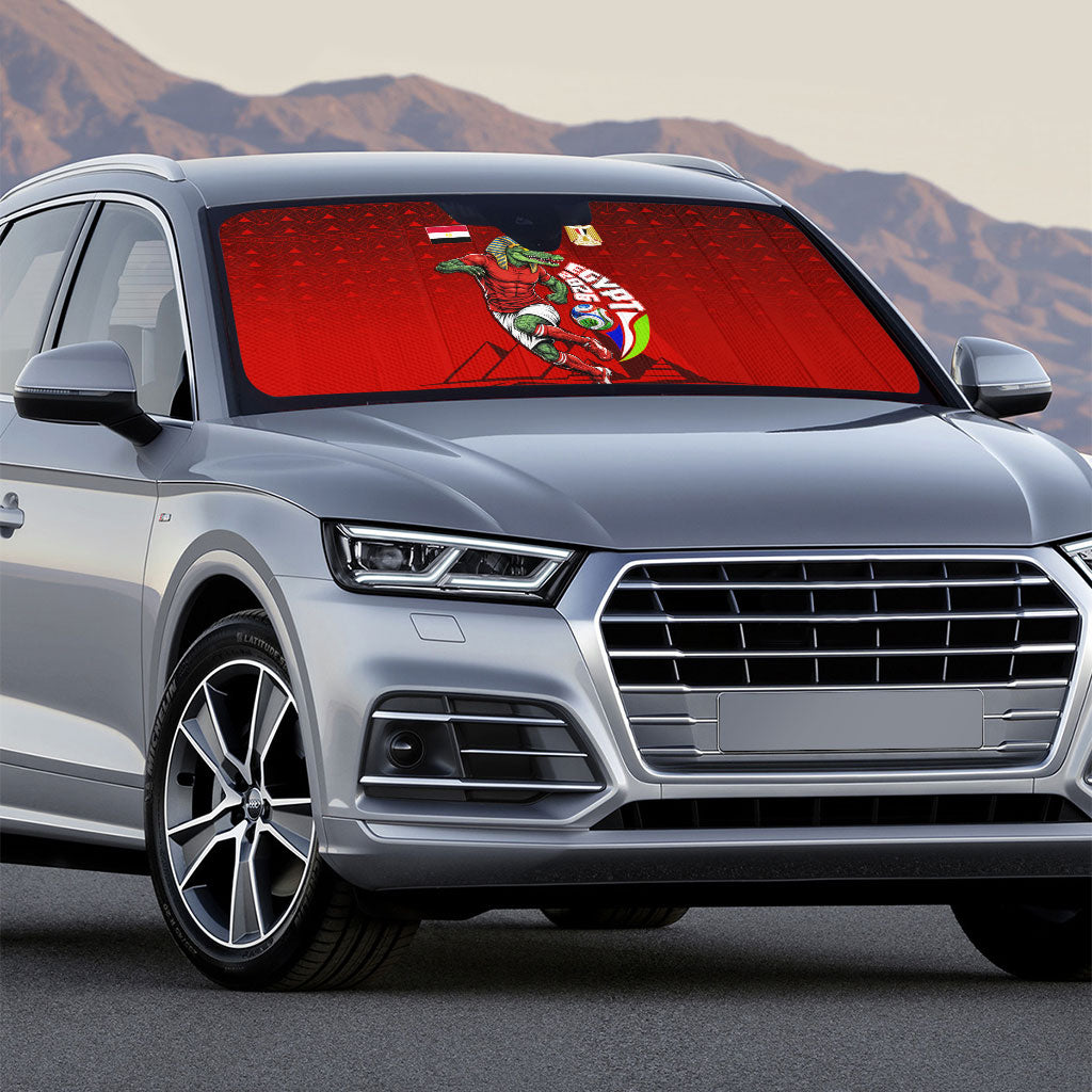 Personalized Egypt Soccer Crocodile Mascot Auto Sun Shade Egyptian Pyramid Football Cultural Graphic Art