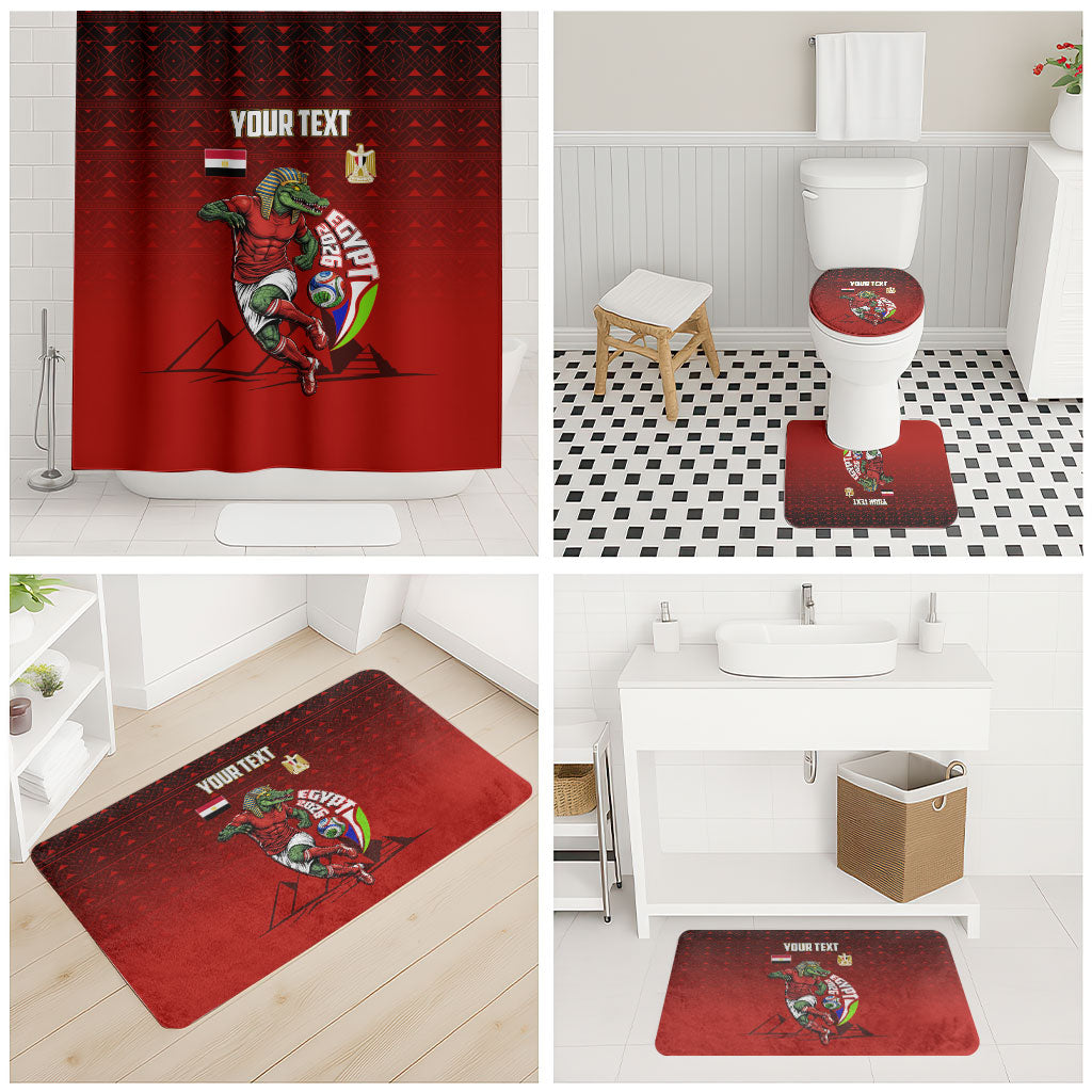 Personalized Egypt Soccer Crocodile Mascot Bathroom Set Egyptian Pyramid Football Cultural Graphic Art