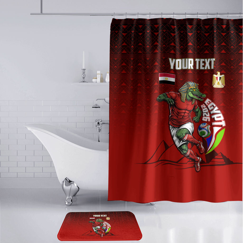 Personalized Egypt Soccer Crocodile Mascot Bathroom Set Egyptian Pyramid Football Cultural Graphic Art