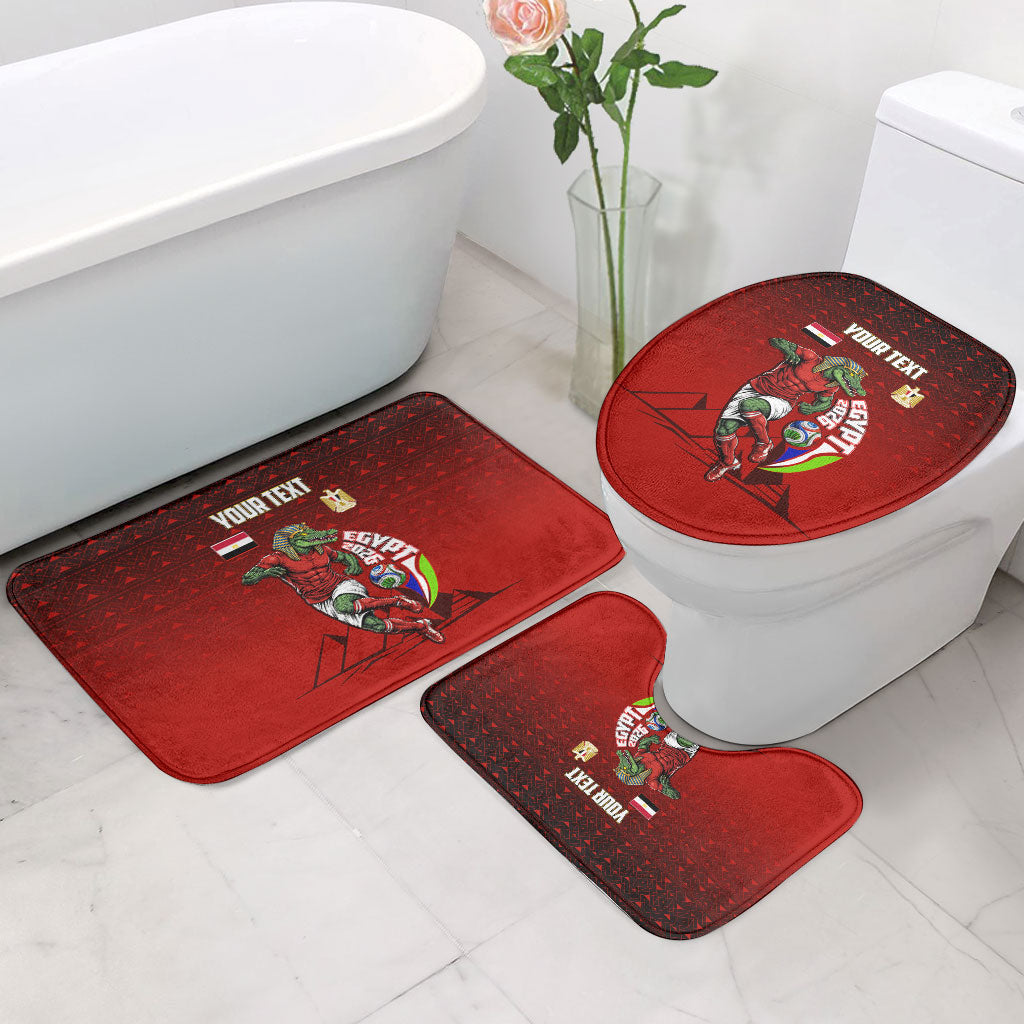 Personalized Egypt Soccer Crocodile Mascot Bathroom Set Egyptian Pyramid Football Cultural Graphic Art