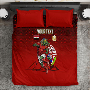 Personalized Egypt Soccer Crocodile Mascot Bedding Set Egyptian Pyramid Football Cultural Graphic Art