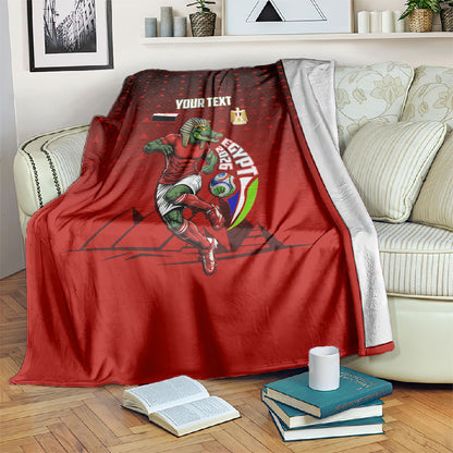Personalized Egypt Soccer Crocodile Mascot Blanket Egyptian Pyramid Football Cultural Graphic Art