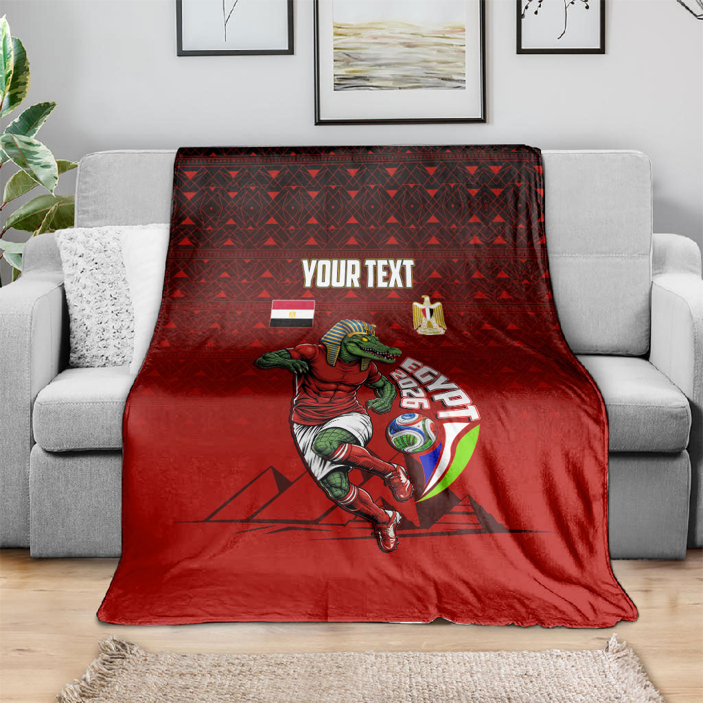 Personalized Egypt Soccer Crocodile Mascot Blanket Egyptian Pyramid Football Cultural Graphic Art