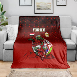 Personalized Egypt Soccer Crocodile Mascot Blanket Egyptian Pyramid Football Cultural Graphic Art