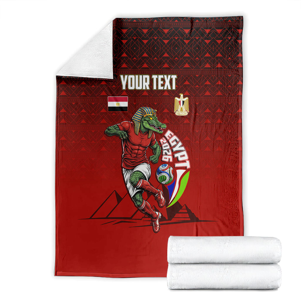 Personalized Egypt Soccer Crocodile Mascot Blanket Egyptian Pyramid Football Cultural Graphic Art