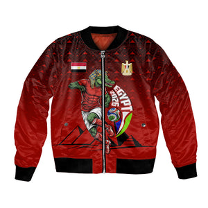 Personalized Egypt Soccer Crocodile Mascot Bomber Jacket Egyptian Pyramid Football Cultural Graphic Art