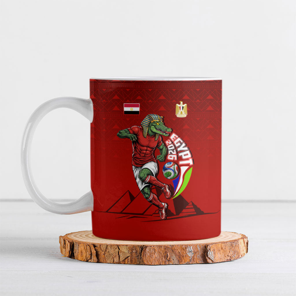 Personalized Egypt Soccer Crocodile Mascot Ceramic Mug Egyptian Pyramid Football Cultural Graphic Art